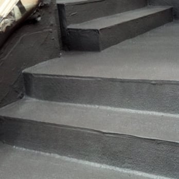 A waterproofed staircase, ready for tile.